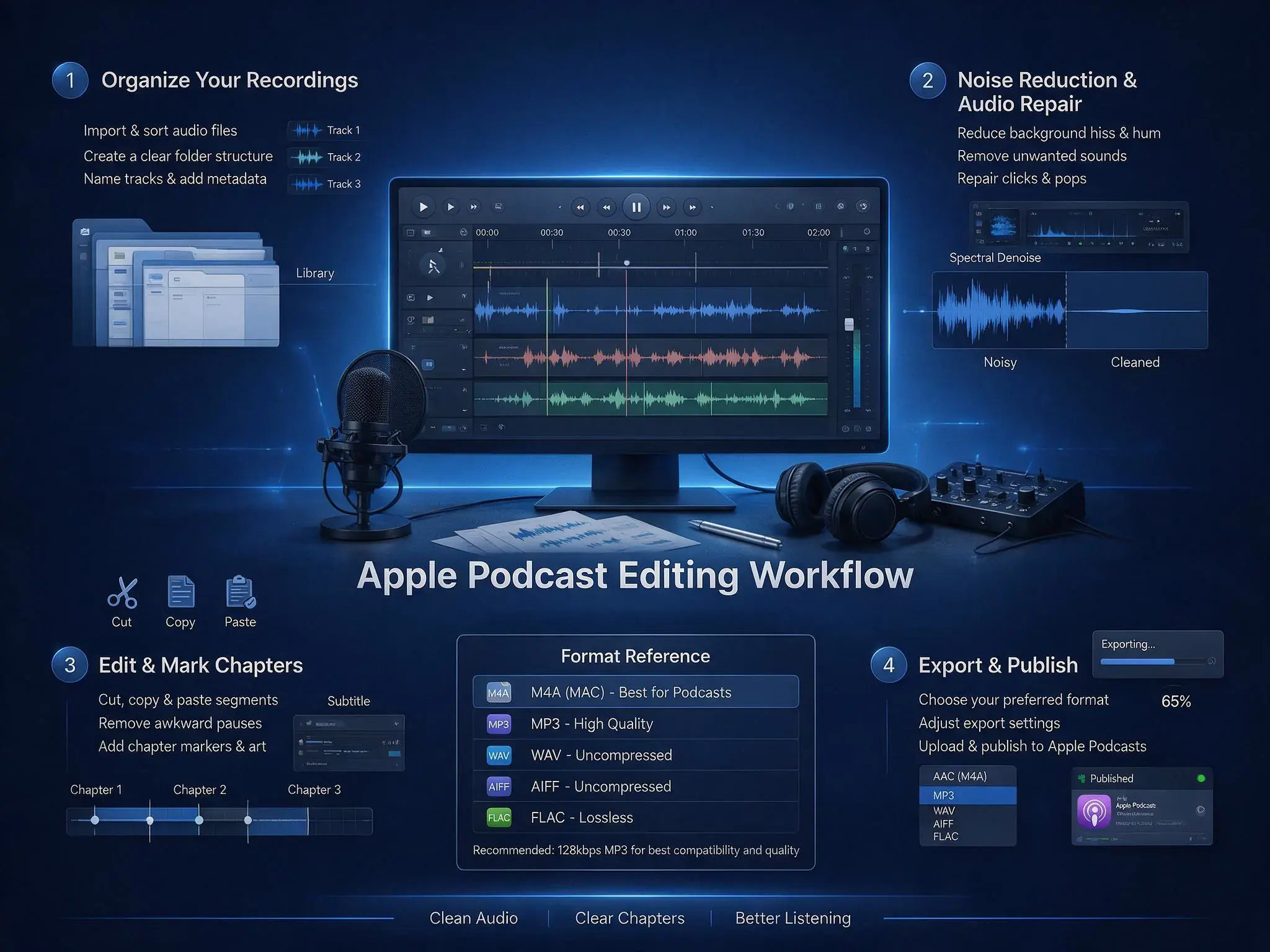 How to Edit a Podcast: Cleanup, Structure, Transcripts, and Export